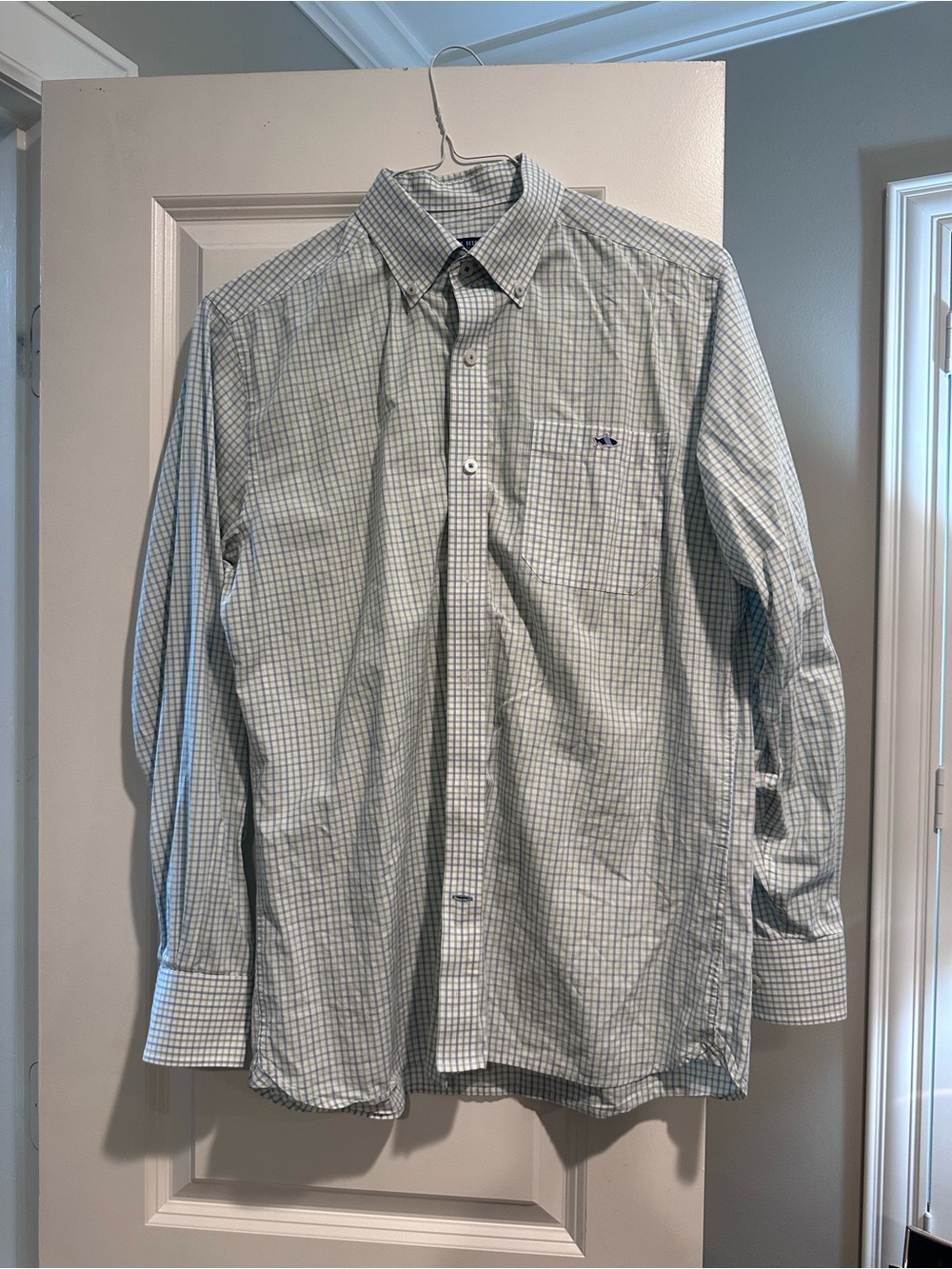 Vineyard Vines Men's Light Blue & White Check Button-Down Shirt